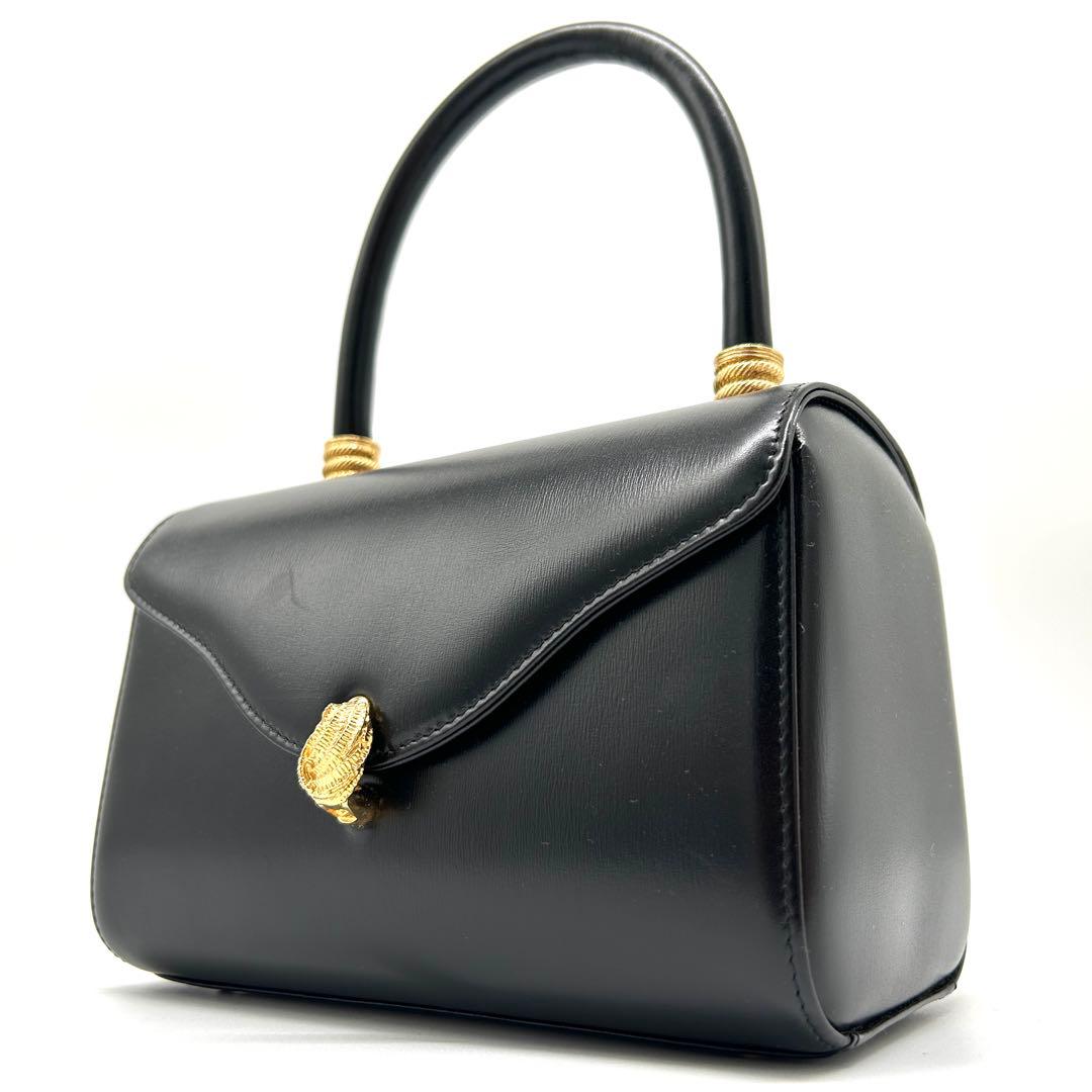 濱野皮革工藝 hamano ハンドバッグ フォーマルバッグ ブラック 黒　レザー