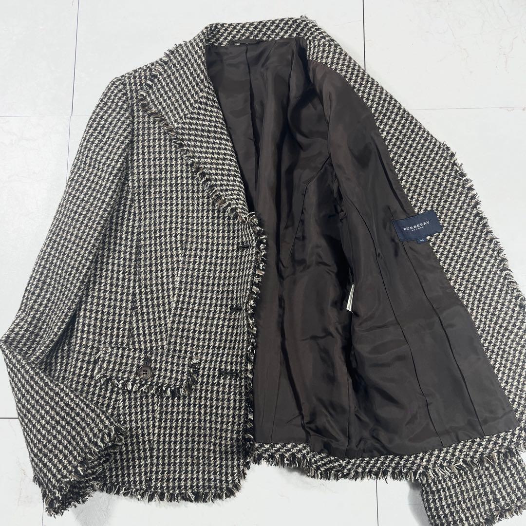 ✨未使用級 バーバリーロンドン 千鳥柄 フリンジ ジャケット イタリア生地 46