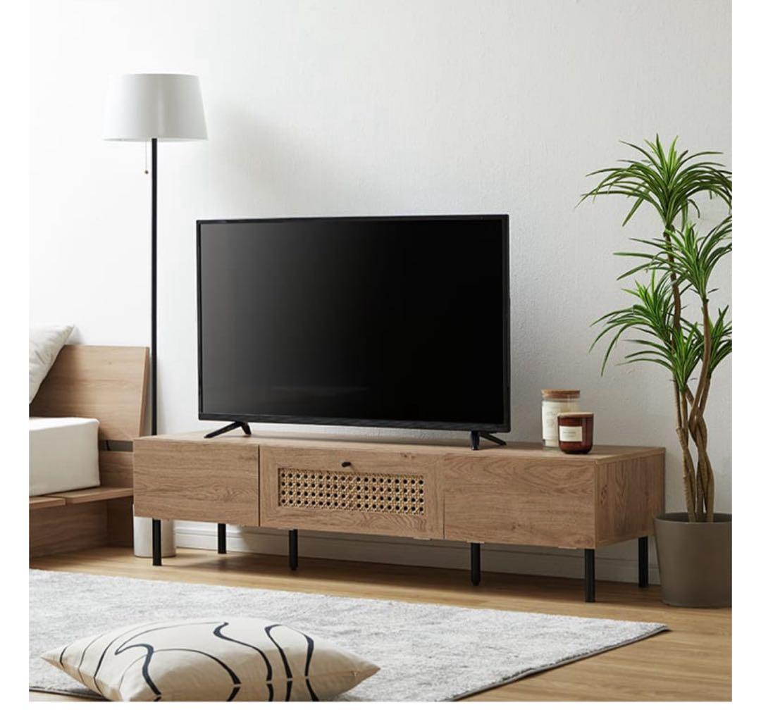 LOWYA ラタン調 テレビボード スチール脚