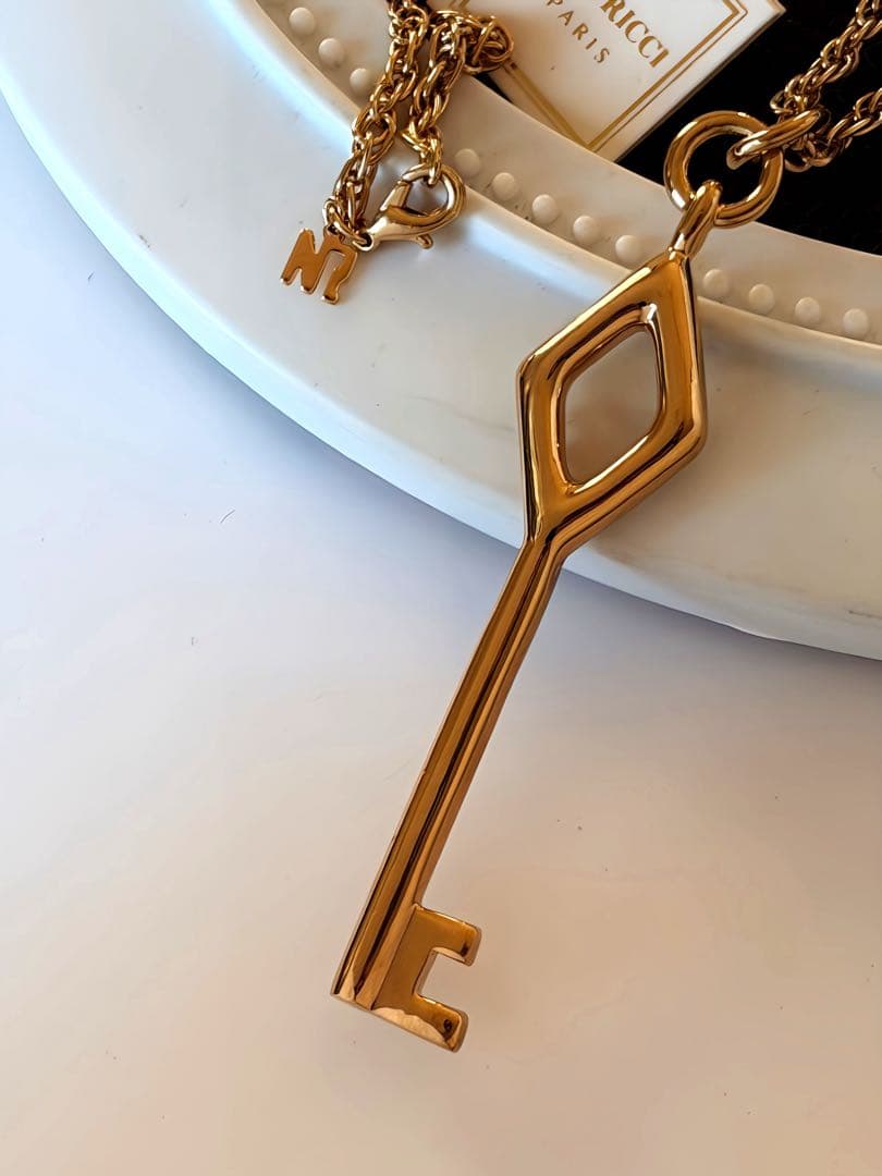 大ぶりNINA RICCIタグ付キーモチーフヴィンテージネックレスB290