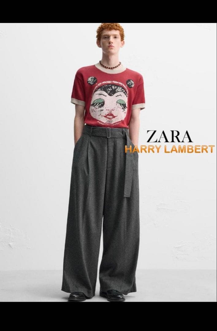 ZARA×ハリーランバート　グレーワイドスラックス　４２