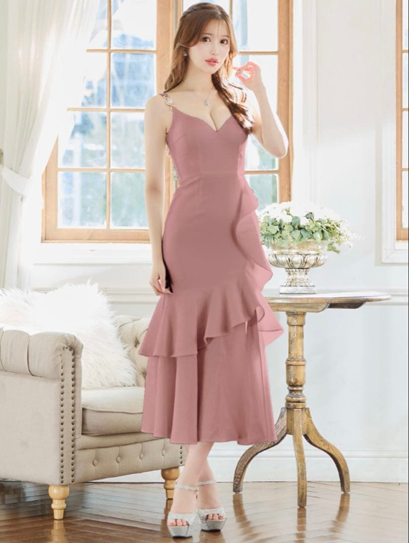 andy ダスティピンク フリルドレス