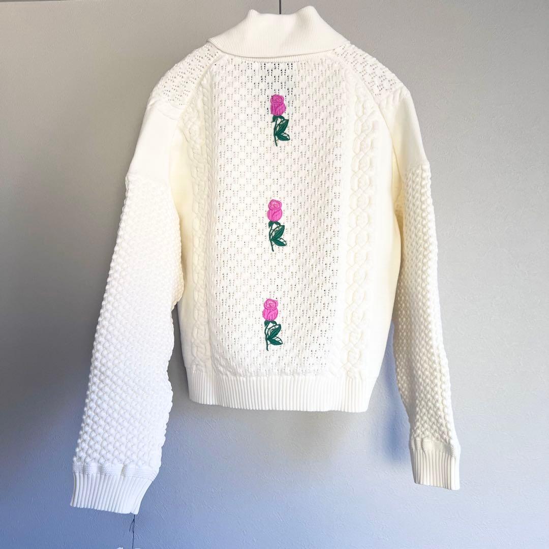 MUVEIL ローズカウチンカーディガン 白 38