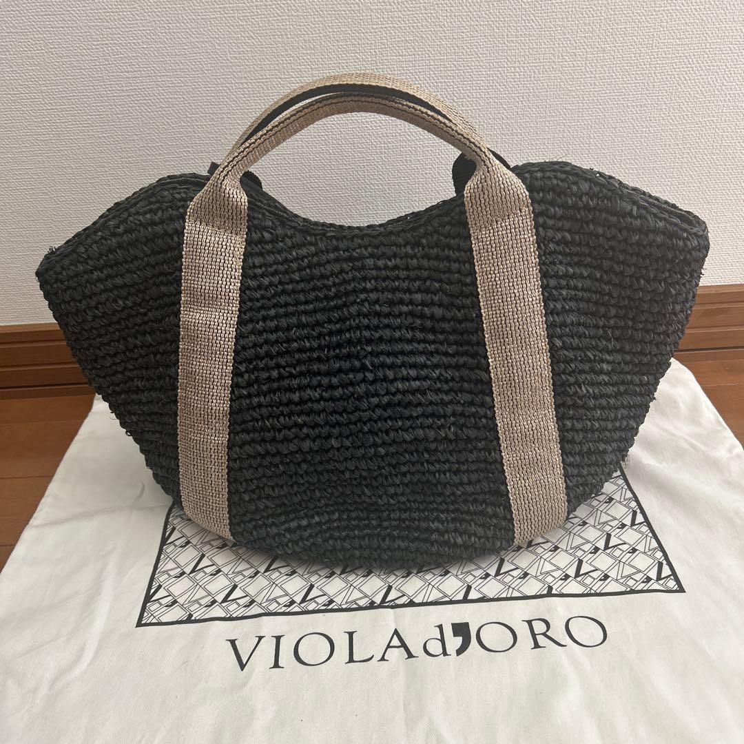 本日限定お値下げ　ヴィオラドーロ　ナチュラル　かごバッグ　タッセル　保存袋付き