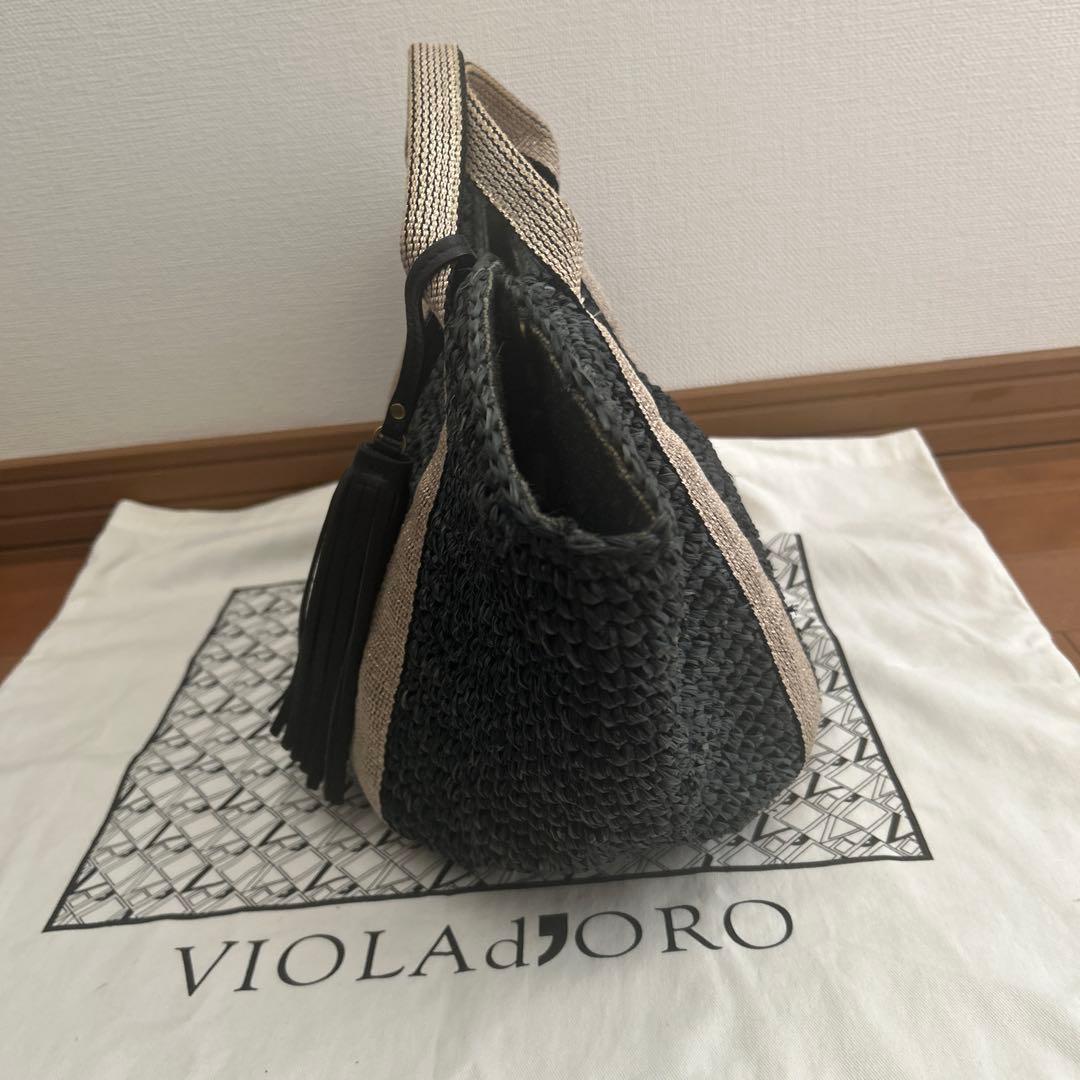 本日限定お値下げ　ヴィオラドーロ　ナチュラル　かごバッグ　タッセル　保存袋付き