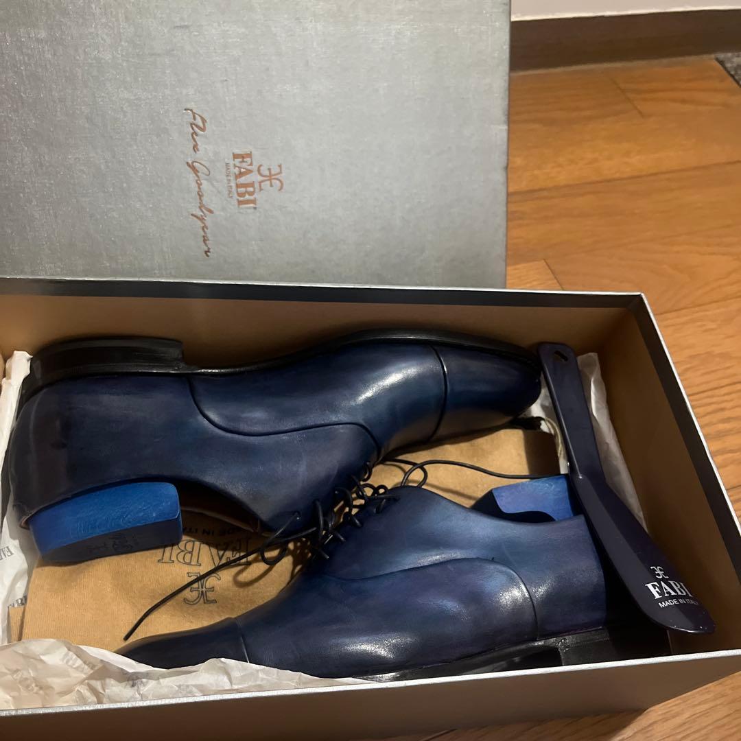 FABI ダークブルー ストレートチップ ビジネスシューズ