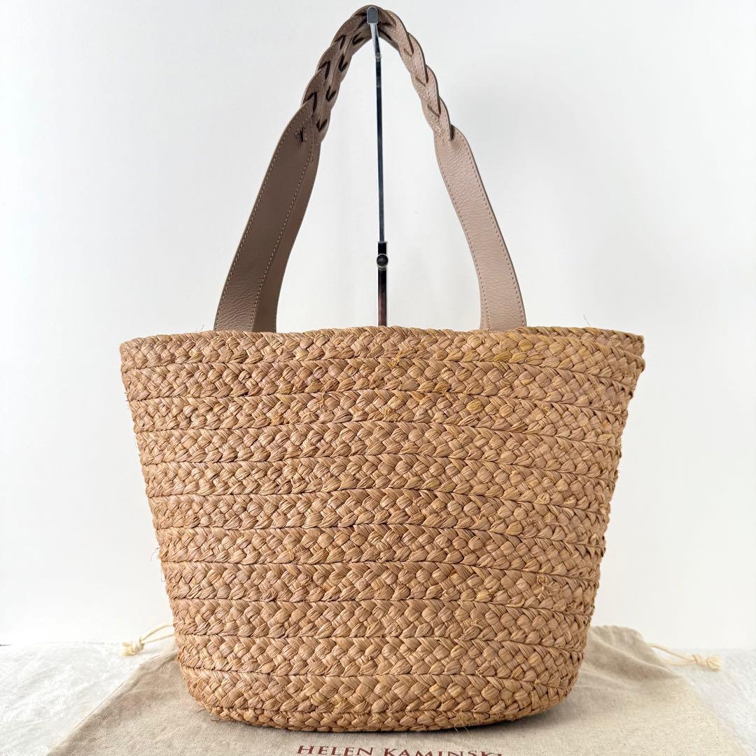 【極美品✨️】ヘレンカミンスキー ラフィア レザーハンドルトートバッグ Mサイズ