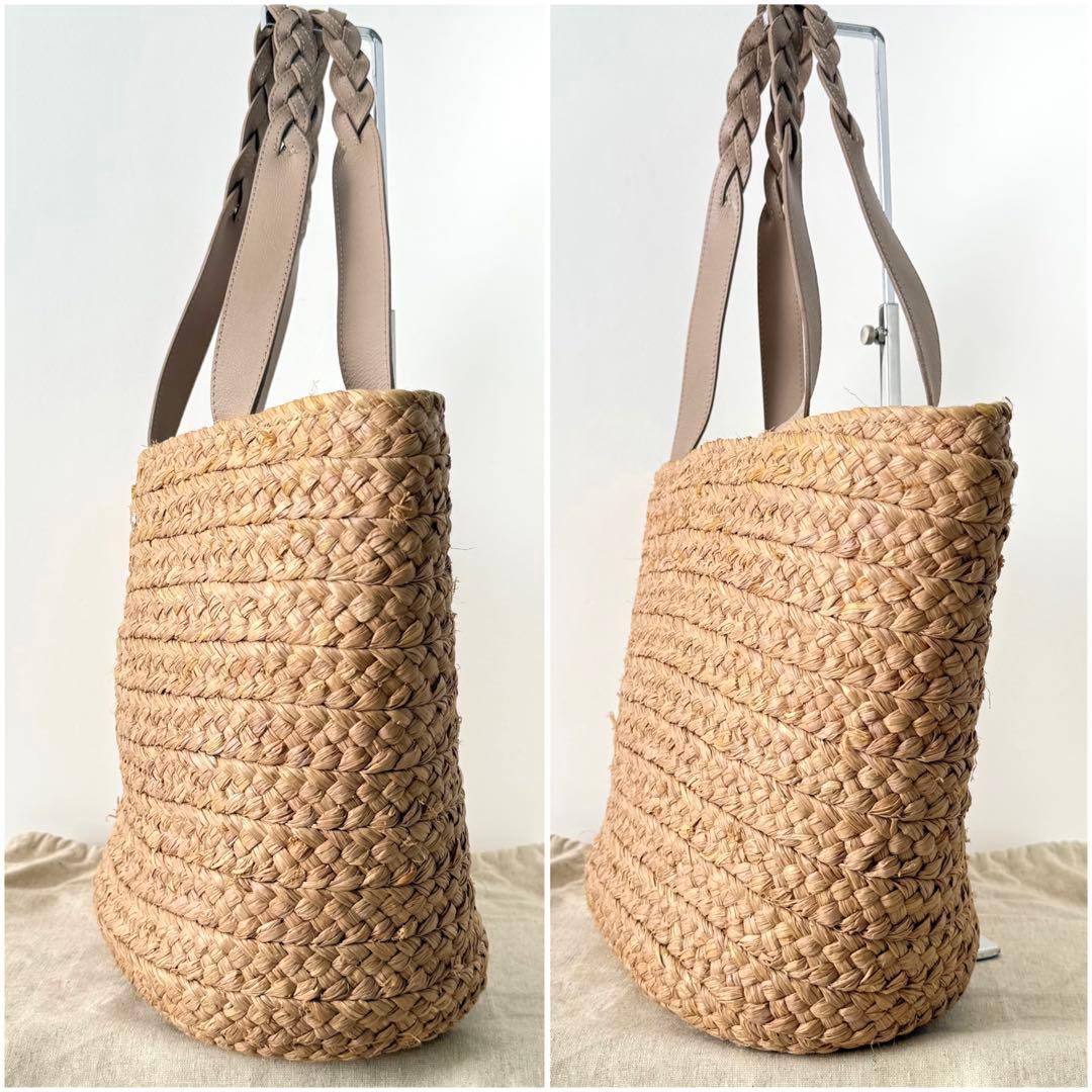 【極美品✨️】ヘレンカミンスキー ラフィア レザーハンドルトートバッグ Mサイズ