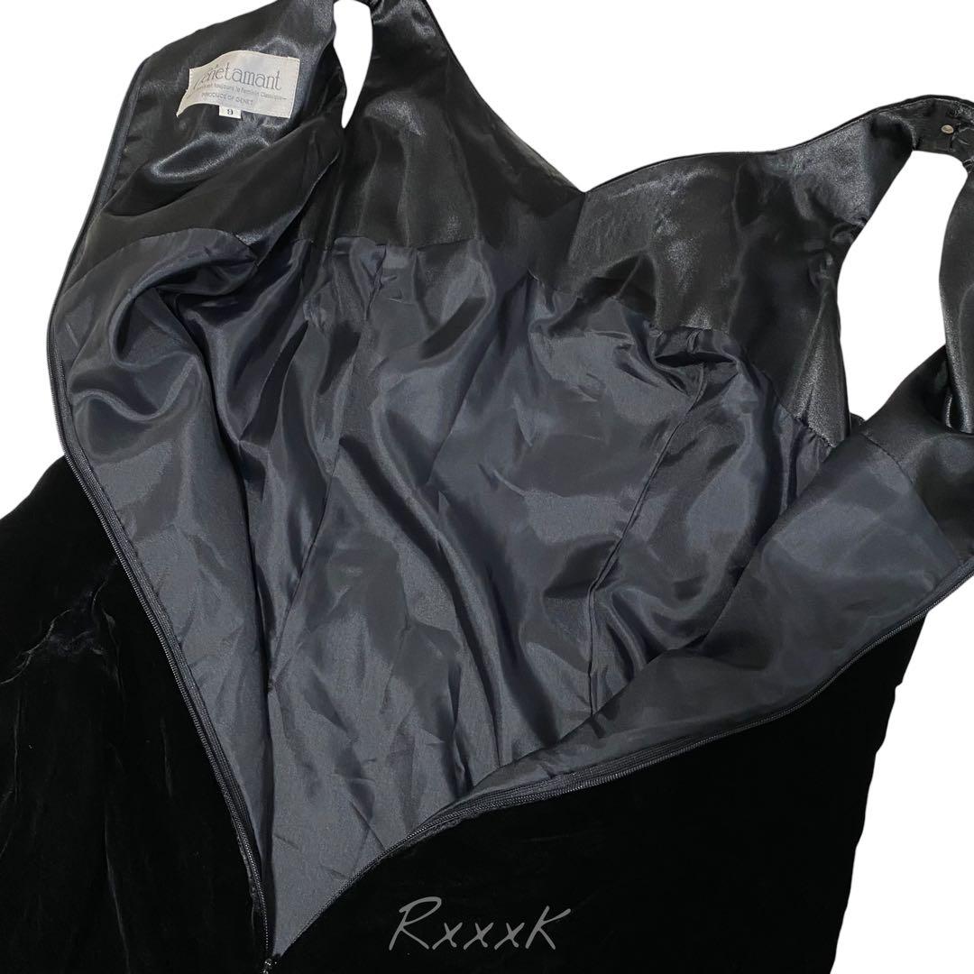 ジュネビビアン 高級 ロングドレス 演奏会 ベルベット 黒 ブラック