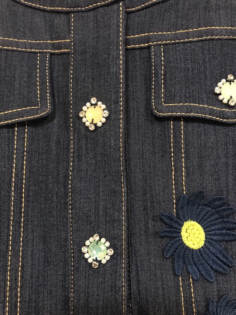 SuperBeauty スーパービューティー 刺繍 ビジュー デニムジャケット