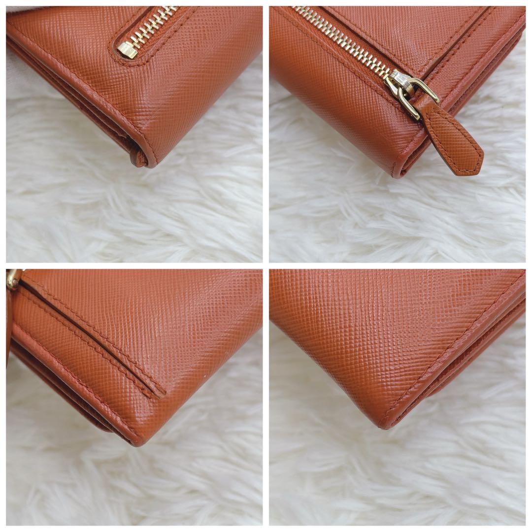 プラダ 長財布 サフィアーノ フィオッコ レッド メタルロゴ リボン