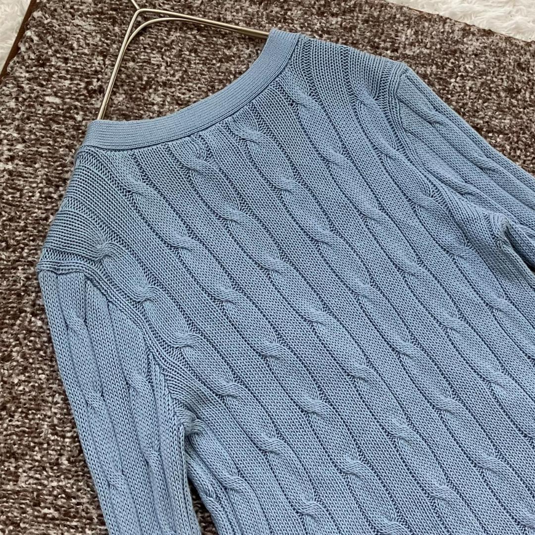 極美品✨ポロラルフローレン カーディガン ポニー刺繍 ケーブルニット 水色 現行