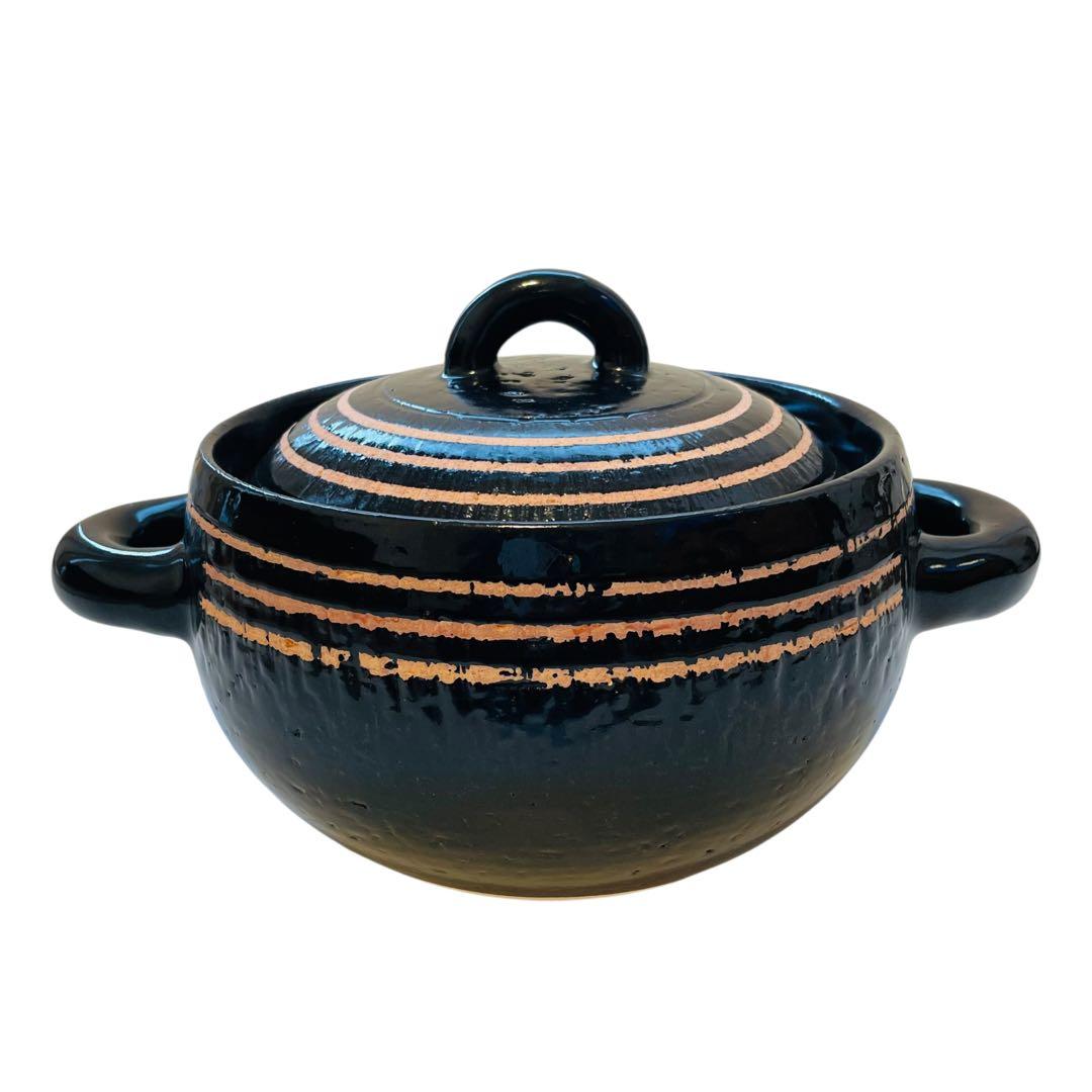 未使用 長谷園 伊賀土鍋 カレー鍋 黒らく 7号 土鍋 伊賀焼