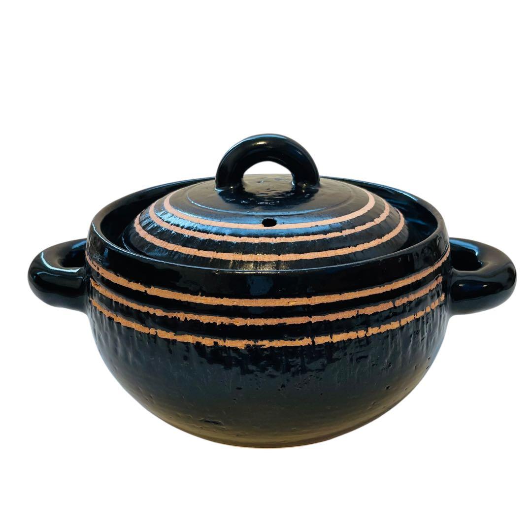 未使用 長谷園 伊賀土鍋 カレー鍋 黒らく 7号 土鍋 伊賀焼