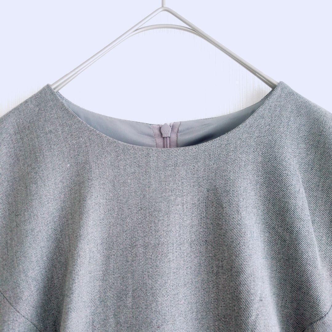 美品 エムプルミエブラック 36 バックギャザー 切替 ワンピース ティアード