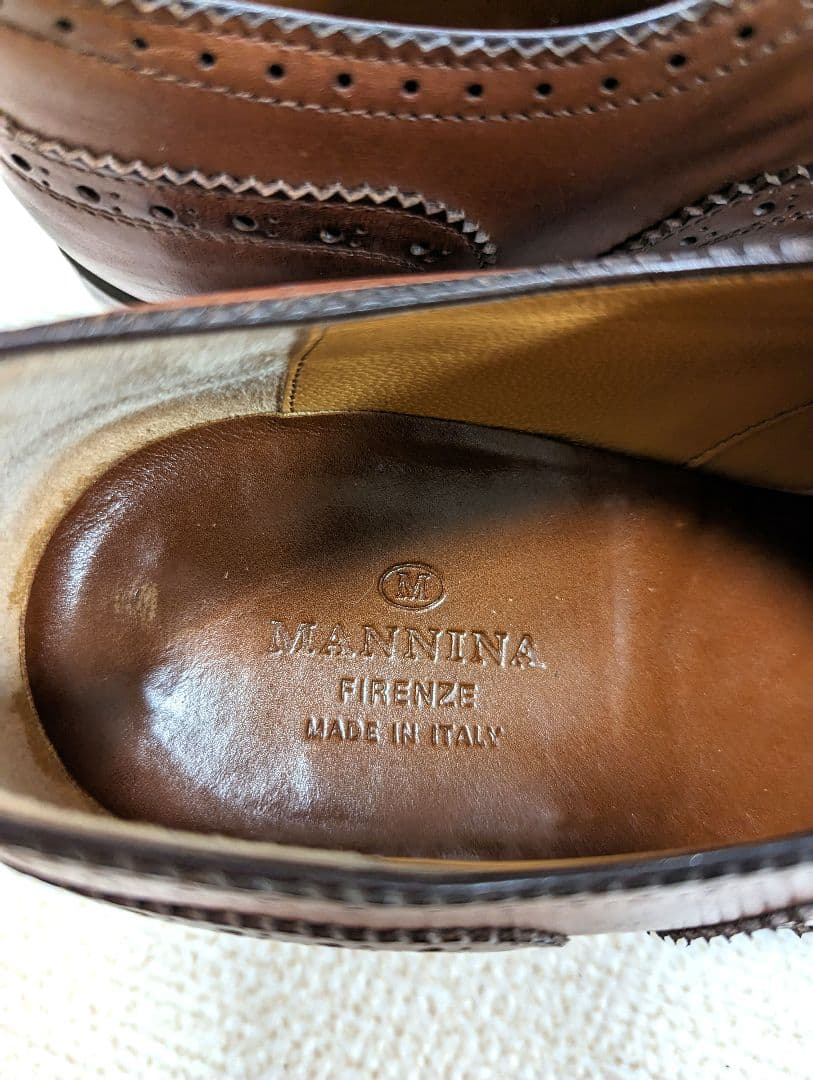 マンニーナ　MANNINA　革靴　ブラウン　ウイングチップ