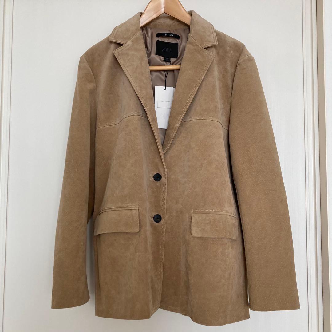 新品未使用　ZARA スエードレザー100%ブレザー　Sサイズ