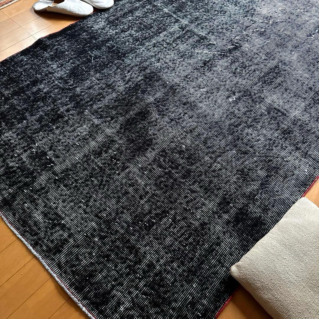 116.5×213.5オーバーダイ　ワンカラー赤ステッチ　トルコヴィンテージラグ