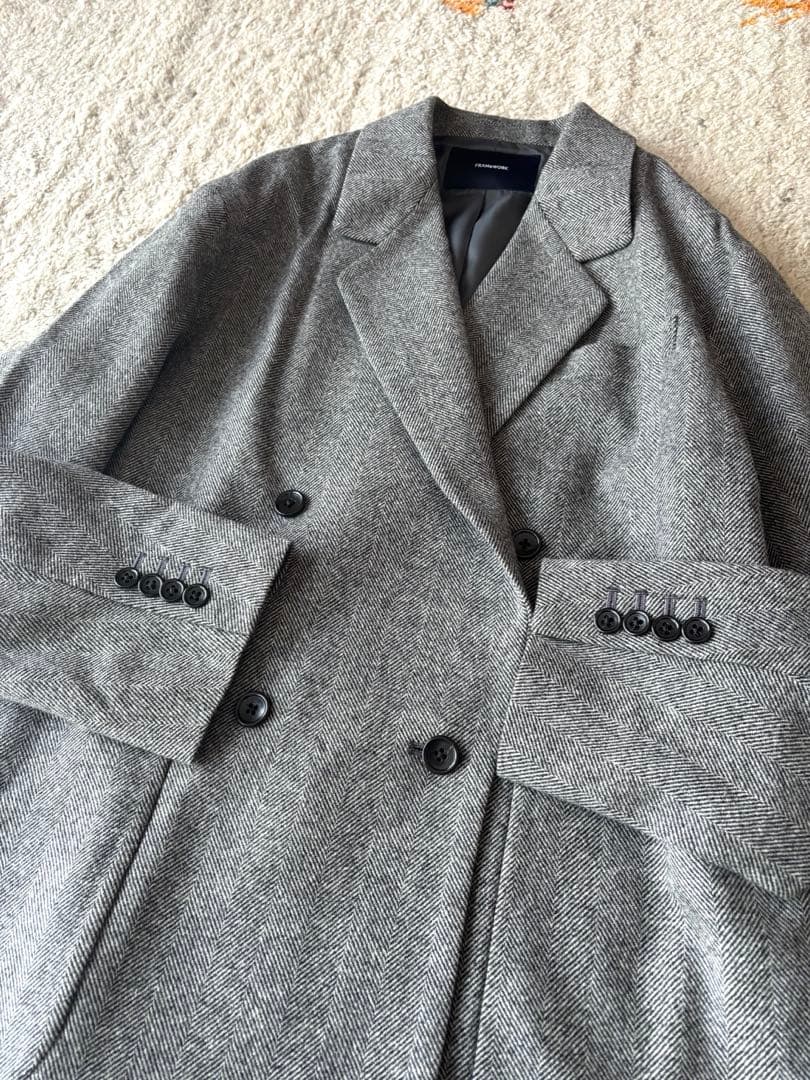 フレームワーク　ダブルブレストジャケット　ヘリンボーン　グレー　オーバーサイズ