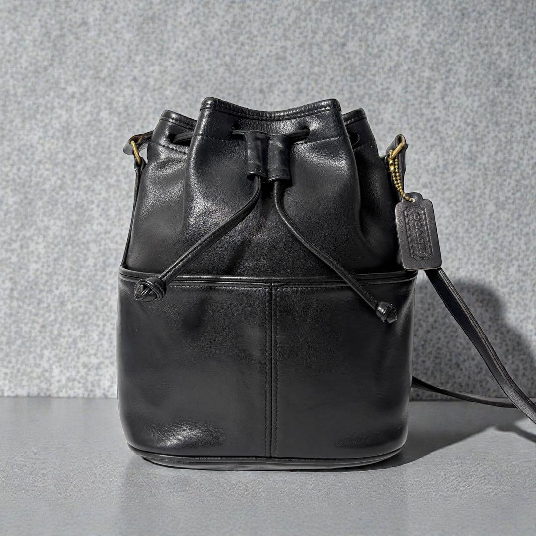 オールドコーチ　ショルダーバッグ　巾着　ブラック　vintagecoach.