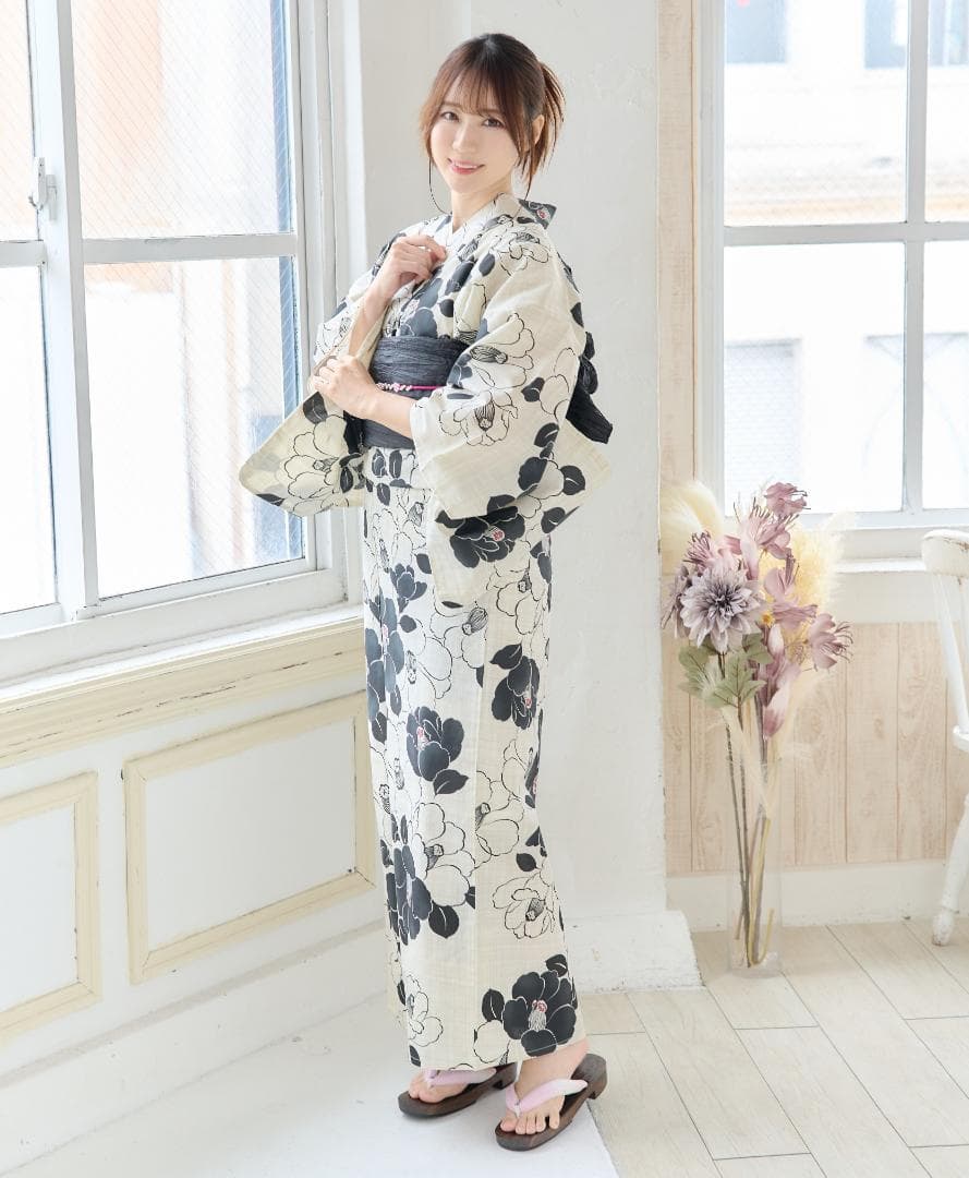 新品 浴衣 セット 浴衣セット ゆかた 大人 レディース 白 黒 Y4-57