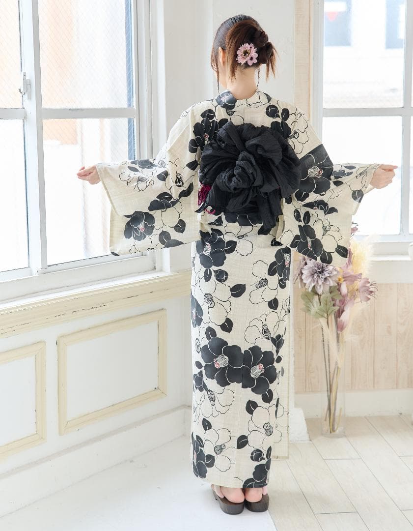 新品 浴衣 セット 浴衣セット ゆかた 大人 レディース 白 黒 Y4-57