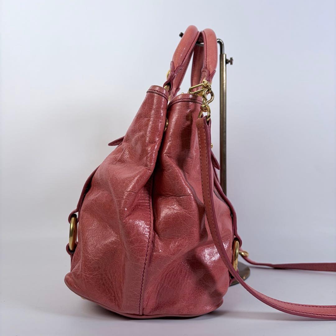 miumiu ミュウミュウ　レザー　2way　ハンドバック ショルダー　ピンク