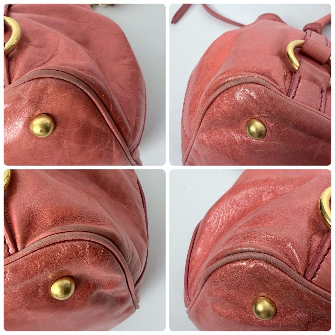 miumiu ミュウミュウ　レザー　2way　ハンドバック ショルダー　ピンク