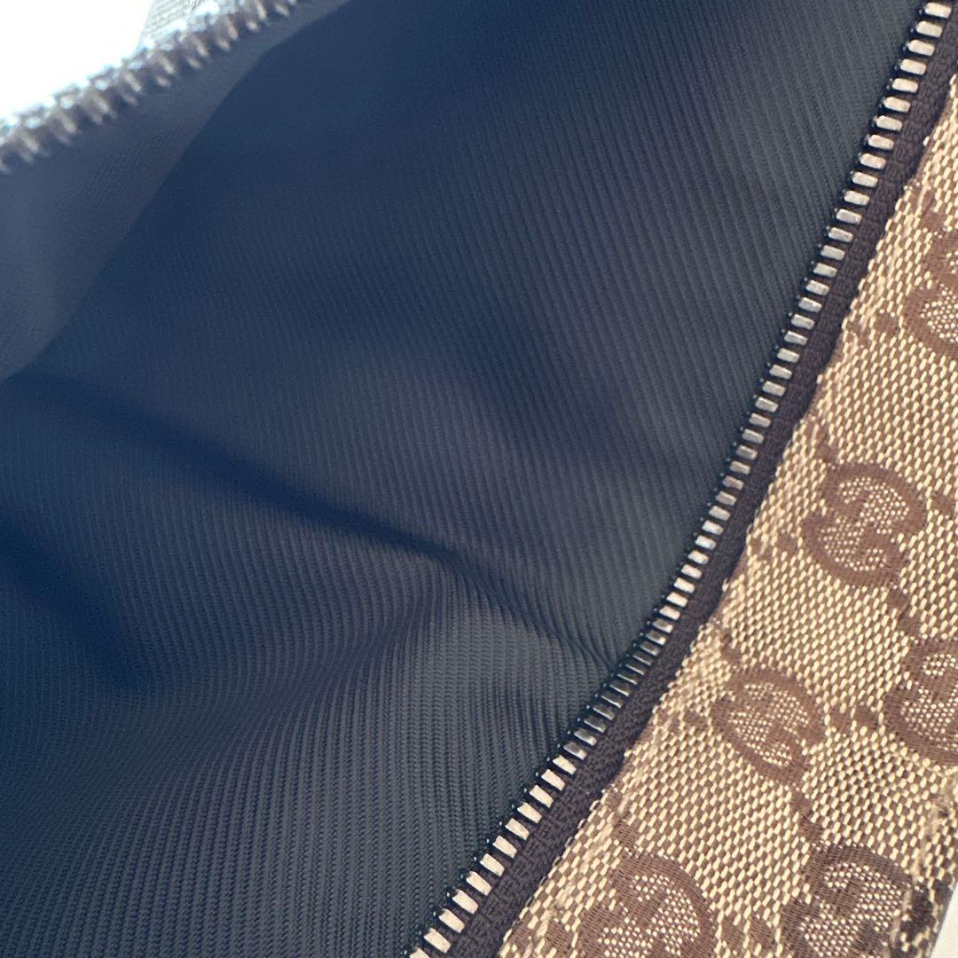 GUCCIボディバッグ GG キャンバス レザー ウエストポーチ ブラウン