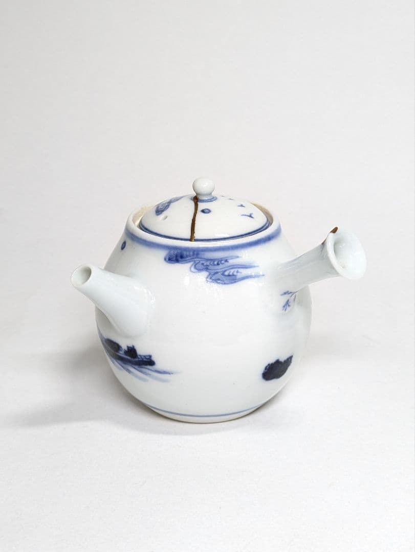 A*A様 三浦竹泉 作 染付 山水文 煎茶器(煎茶碗 五客・急須・湯冷まし)