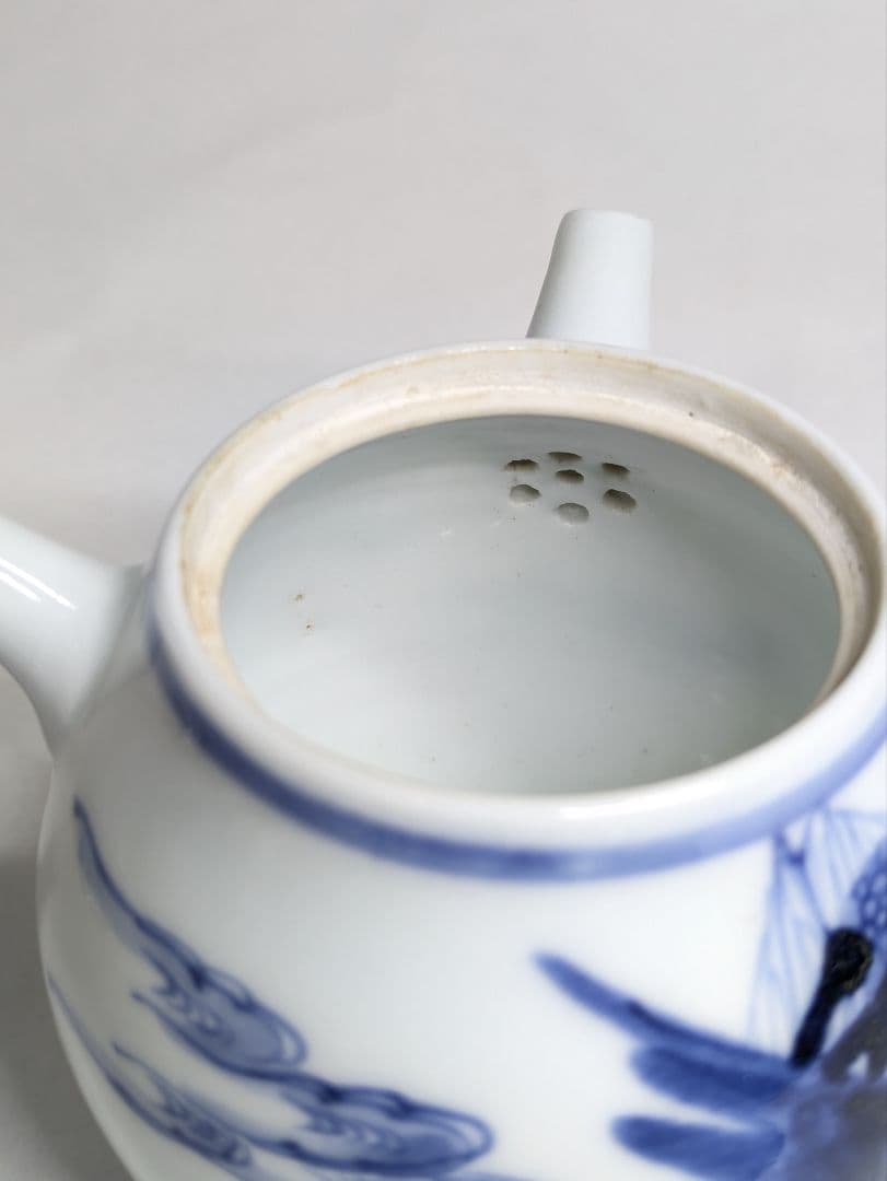 A*A様 三浦竹泉 作 染付 山水文 煎茶器(煎茶碗 五客・急須・湯冷まし)