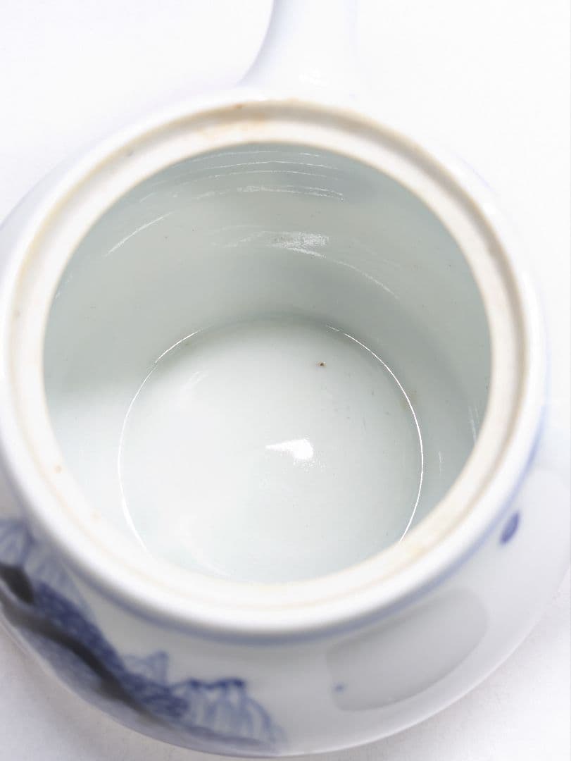 A*A様 三浦竹泉 作 染付 山水文 煎茶器(煎茶碗 五客・急須・湯冷まし)