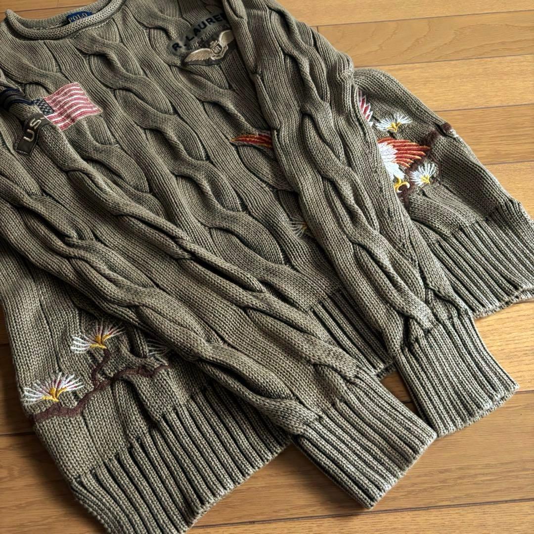 POLO RALPH LAUREN コットンケーブルニット 刺繍 エンブレム