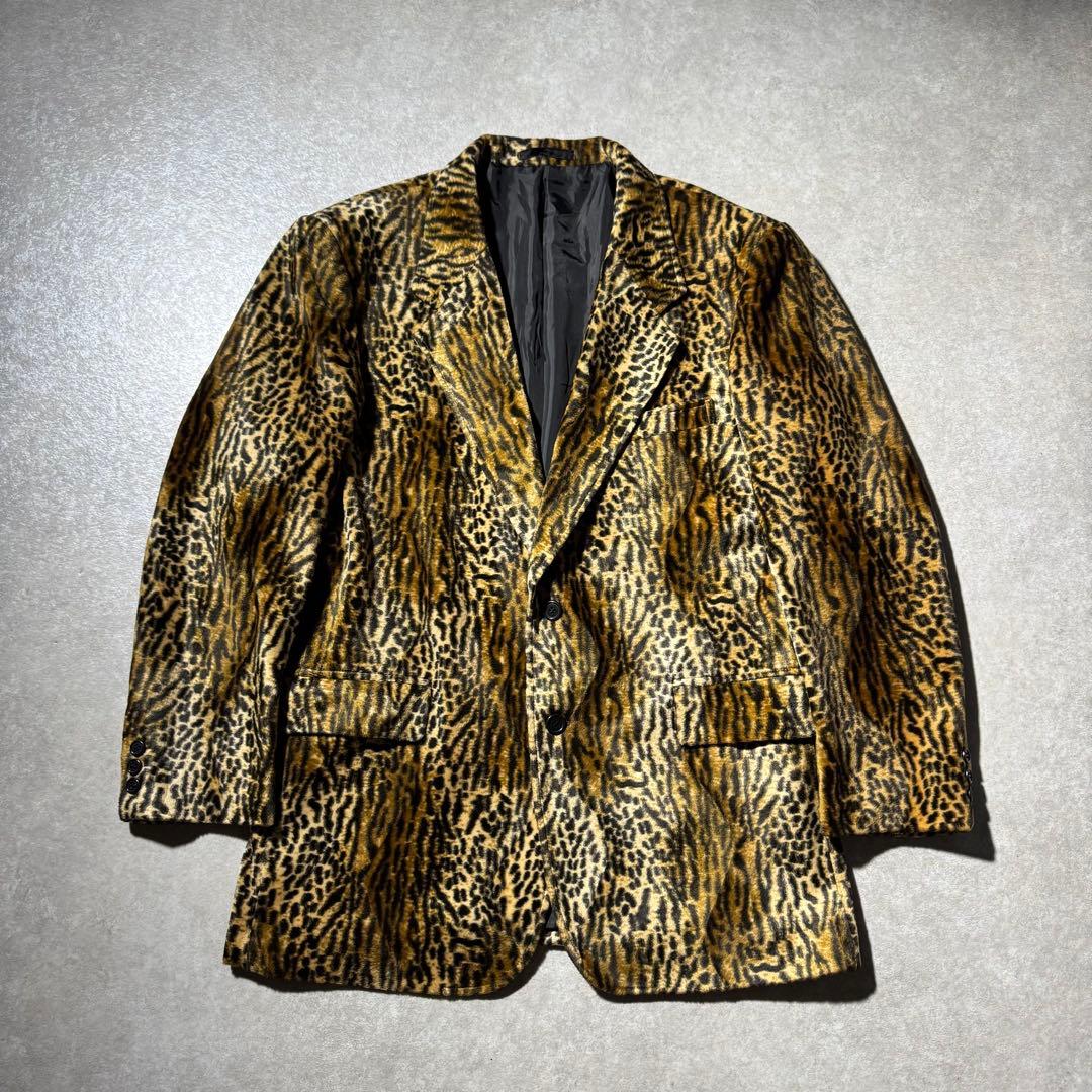 90s animal pattern tailored jacket 日本製