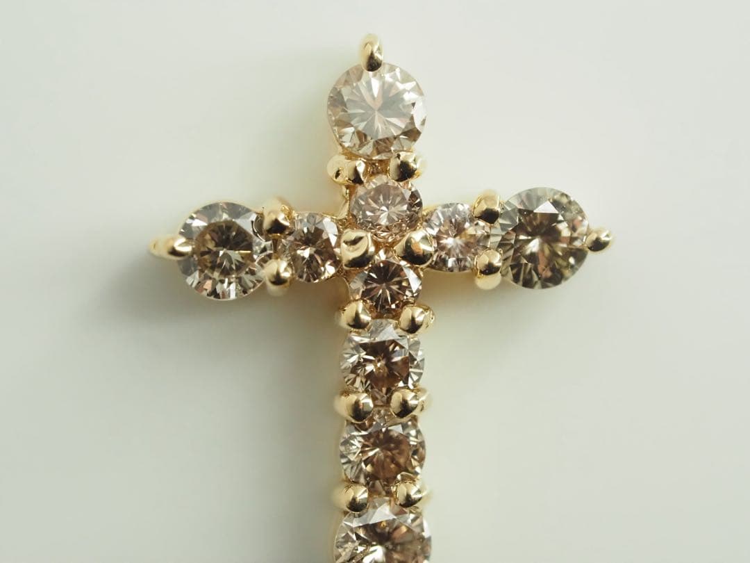 0.50ct！クロス　十字架　K18YG 天然ダイヤモンドペンダントトップ