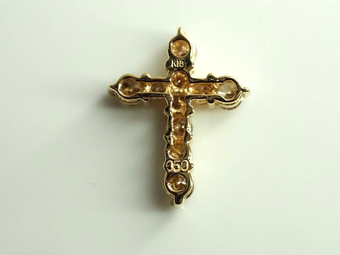 0.50ct！クロス　十字架　K18YG 天然ダイヤモンドペンダントトップ
