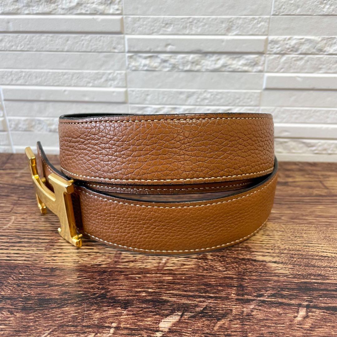 エルメス レザー コンスタンス Hバックル ゴールド金具 ベルト ブラウン