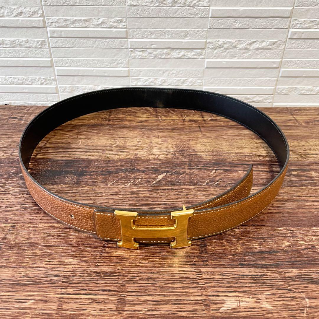 エルメス レザー コンスタンス Hバックル ゴールド金具 ベルト ブラウン