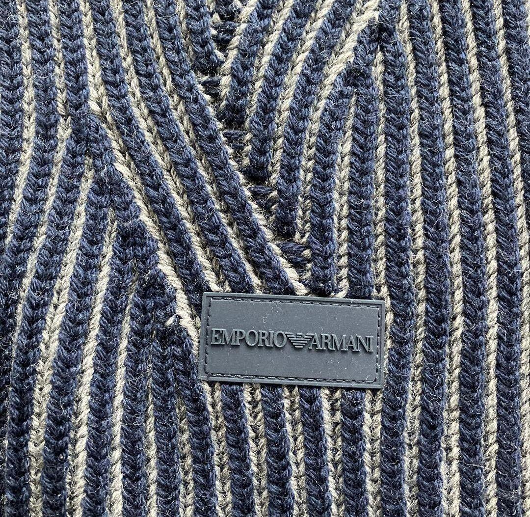 極暖 ENPORIO ARMANIストライプ ハーフジップセーター XL