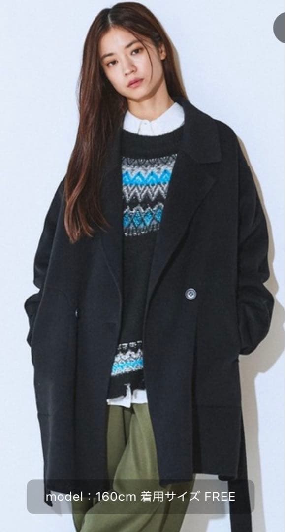 JEANASIS ショートビーバーウールミドルコート ブラック