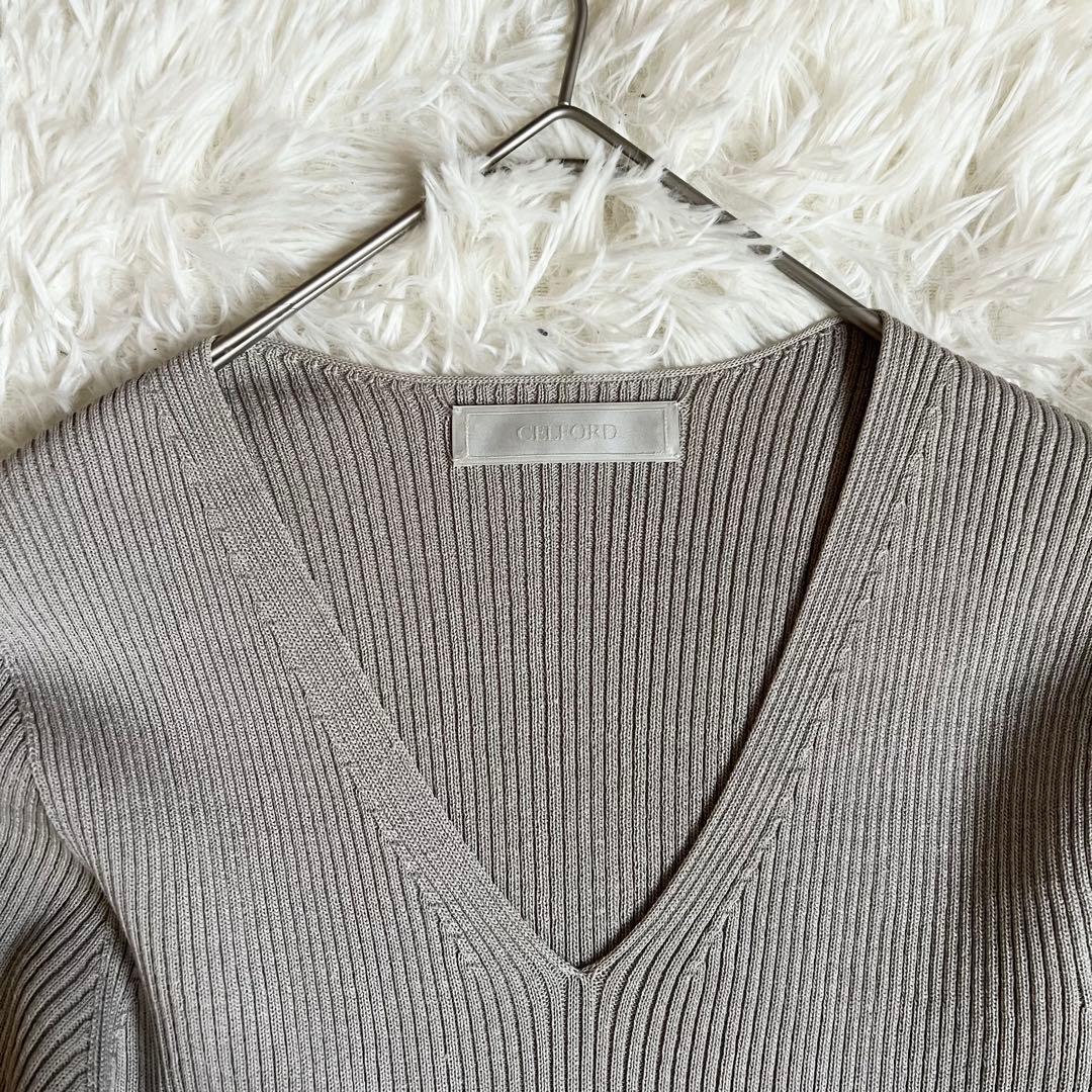 セルフォード プリーツホールガーメントニットワンピース Aライン　CELFORD