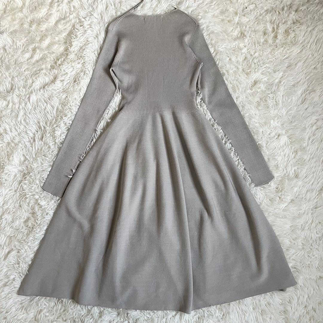 セルフォード プリーツホールガーメントニットワンピース Aライン　CELFORD