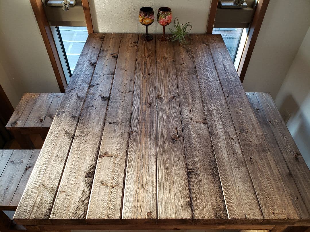 90 ×62 カウンターテーブル 無垢材　アンティーク風　木目調　ダイニング