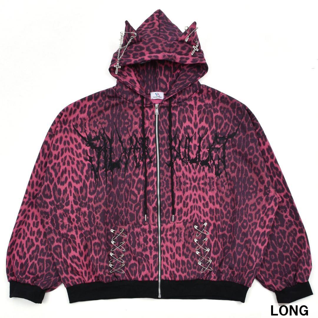【VOLCAN&APHRODITE】ネコ耳ヒョウ柄ZIPパーカー