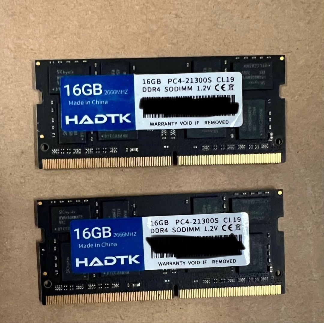 HADTK 16GB DDR4 SODIMM メモリー 2枚組