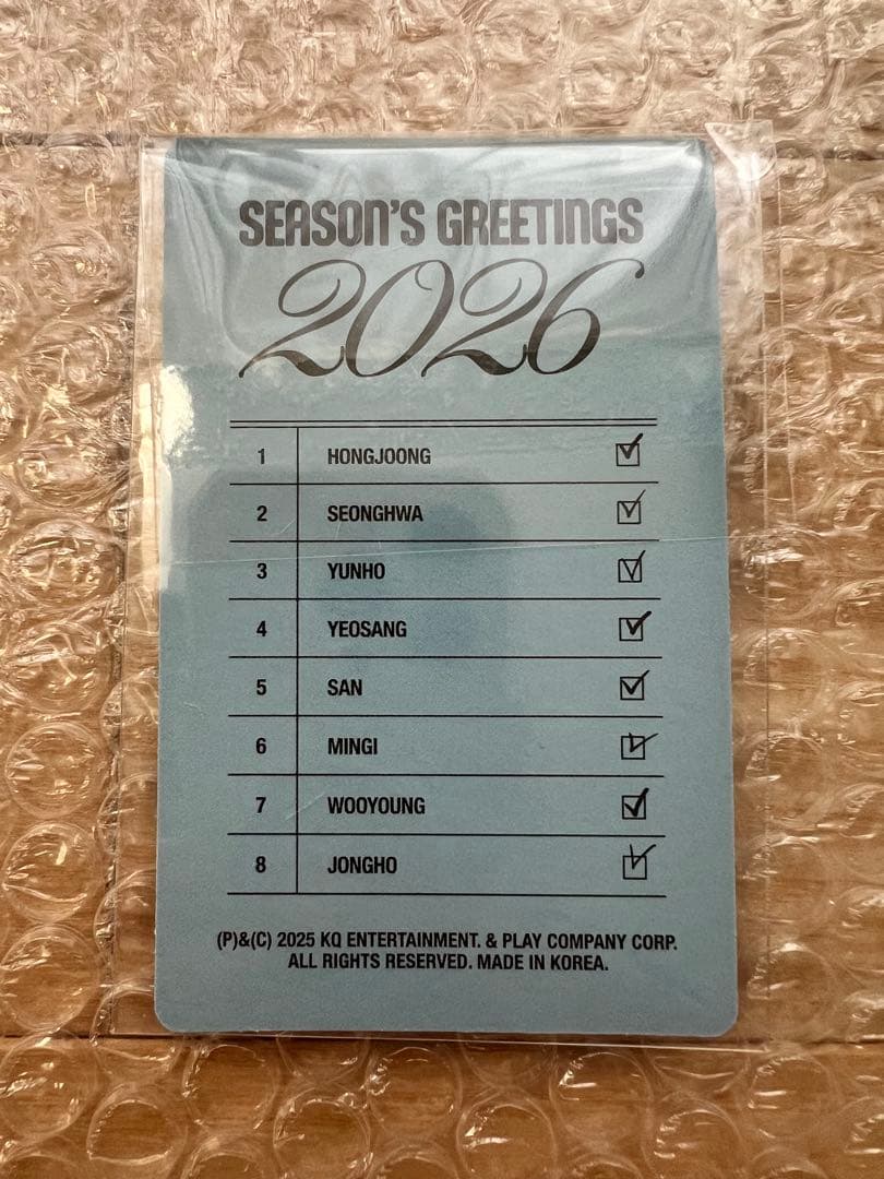 【ATEEZ】シーグリ 2026 KQ特典 ウヨン