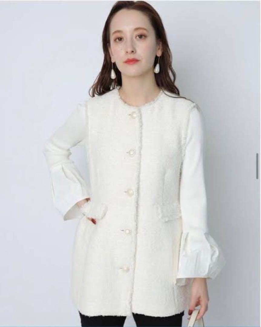 Arpege storyアルページュストーリー パールボタンツイードペプラムジレ