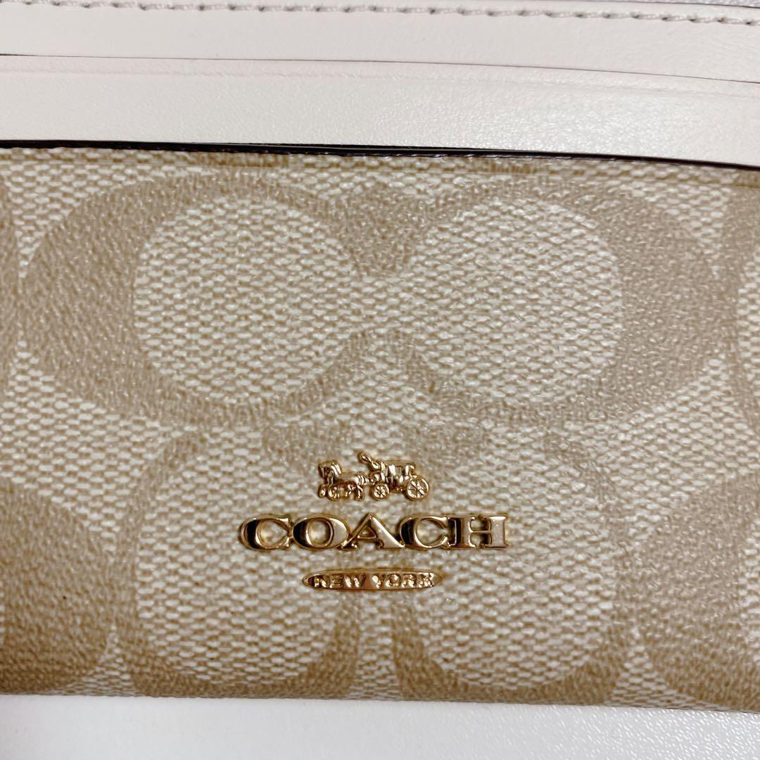 【新品未使用】COACHコーチ★ミニスキニーIDカードケース★シグネチャー
