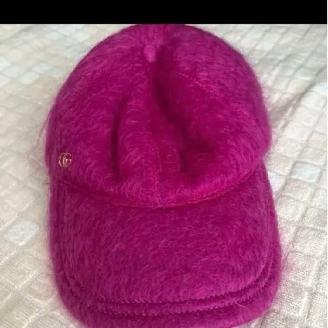 GUCCI ピンク モヘア　ファーキャップ