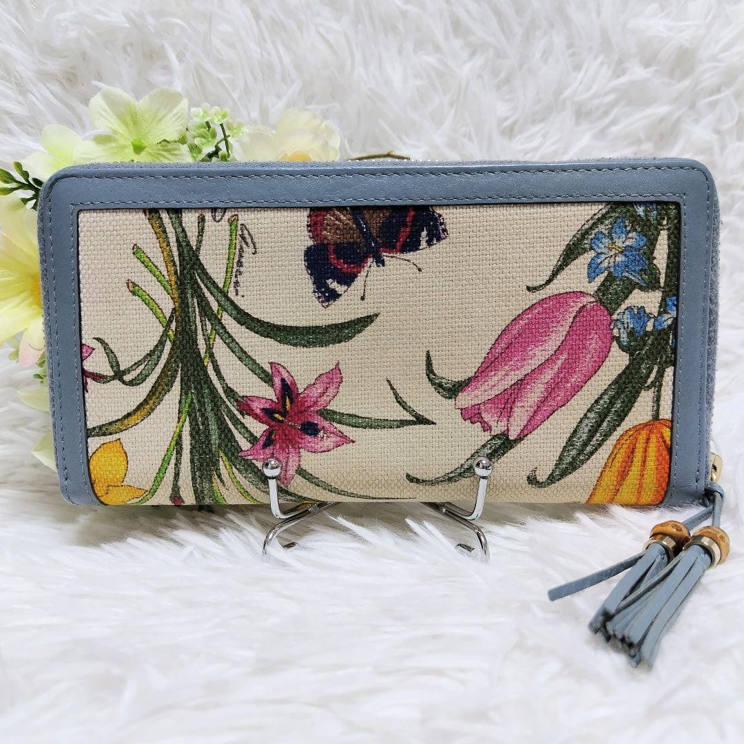 レア美品✨グッチ◇日本限定50周年モデルラウンド長財布　フローラブンブータッセル